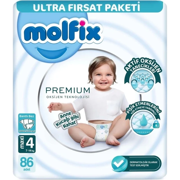 Mey İthalat® Premium Bebek Bezi Ultra Fırsat Paketi 4 Beden 7-14 Kg 86 Adet ürün görseli 1