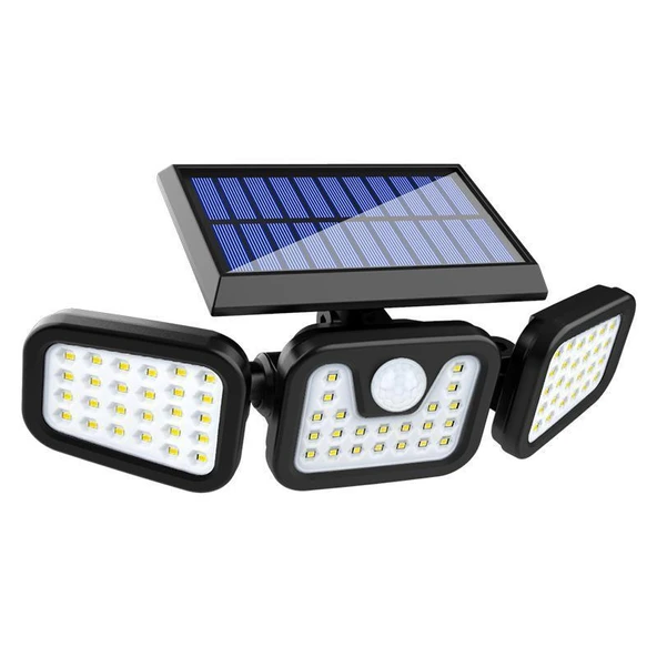 74 LED GÜNEŞ ENERJİLİ HAREKET SENSÖRLÜ 3 TARAFLI SOLAR BAHÇE AYDINLATMA LAMBASI SOKAK LAMBASI ürün görseli 1