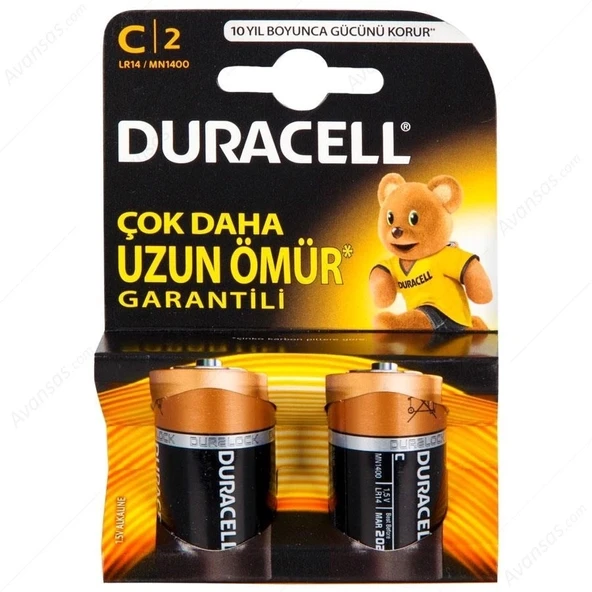 Mey İthalat® Duracell Alkalin C Orta Boy Pil 2'li Paket ürün görseli 1