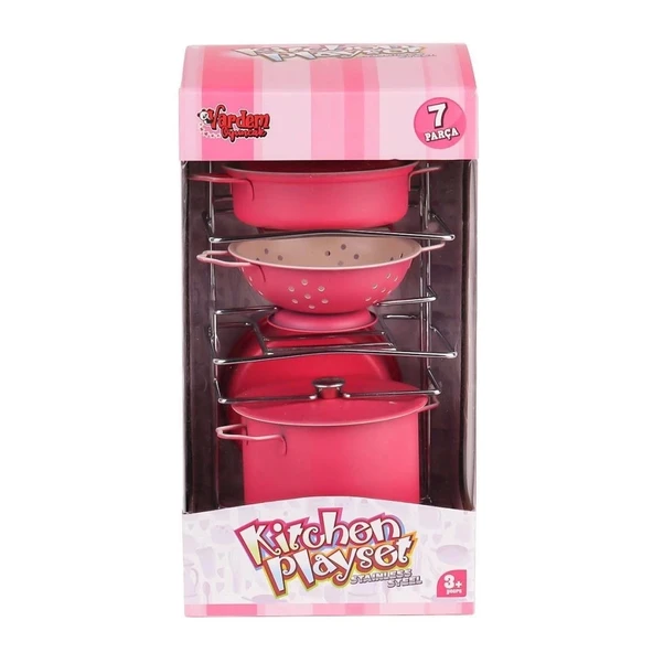 Mey İthalat® ATF-683G-6 Raflı Pembe Tencere Tava Seti 7 Parça ürün görseli 1