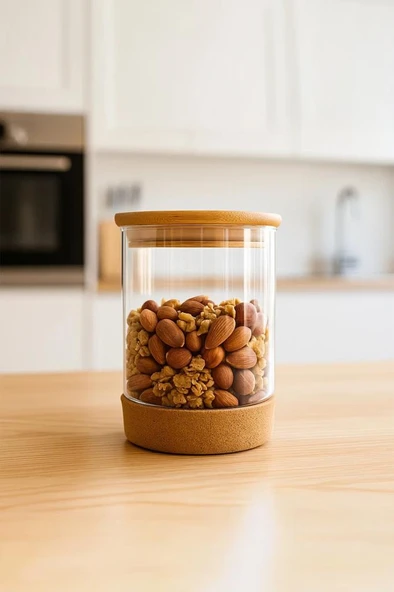 Bambum Corki - Mantar Altlıklı Cam Saklama Kabı 900ml ürün görseli 1