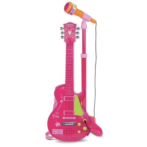 Mey İthalat®  Elektronik Ayaklı Mikrofonlu Pembe Gitar ürün görseli 1