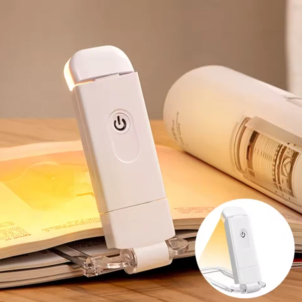 BEYAZ RENK KİTAP OKUMA IŞIĞI KİTAP AYIRACI USB ŞARJLI ürün görseli 1