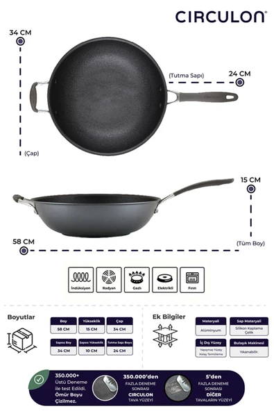 WOK Tava 34 CM - Resim 5