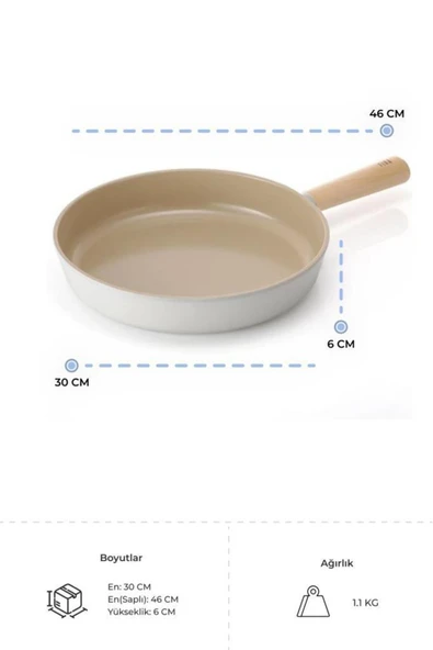 Fika Bej Alüminyum Tava - 30 cm - Resim 2