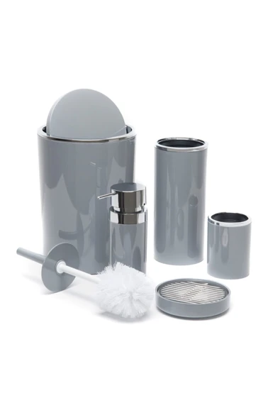 Primanova Lenox 5'li Banyo Aksesuar Set - Gri - Resim 3