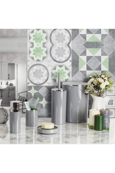 Primanova Lenox 5'li Banyo Aksesuar Set - Gri ürün görseli 1