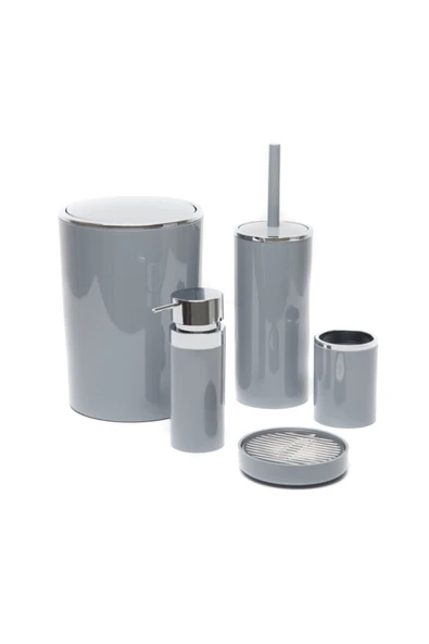 Primanova Lenox 5'li Banyo Aksesuar Set - Gri - Resim 2