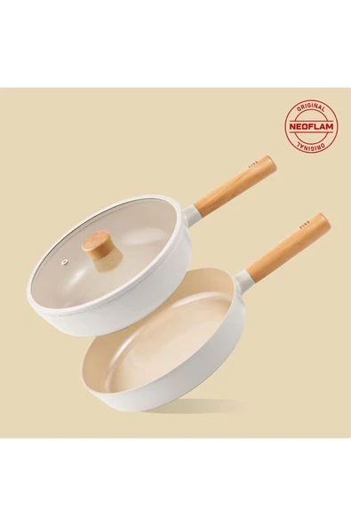 Fika Bej 3 Parça Pratik 26 cm Cam Kapaklı Tava Seti ürün görseli 1