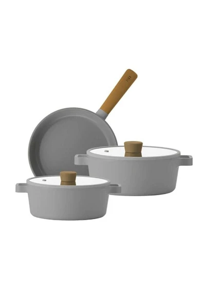 Fika Gri Tencere Ve Tava Seti 5 Parça ürün görseli 1