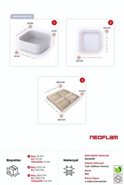 Fika One 4'lü Kahvaltı Seti Bej - Resim 3