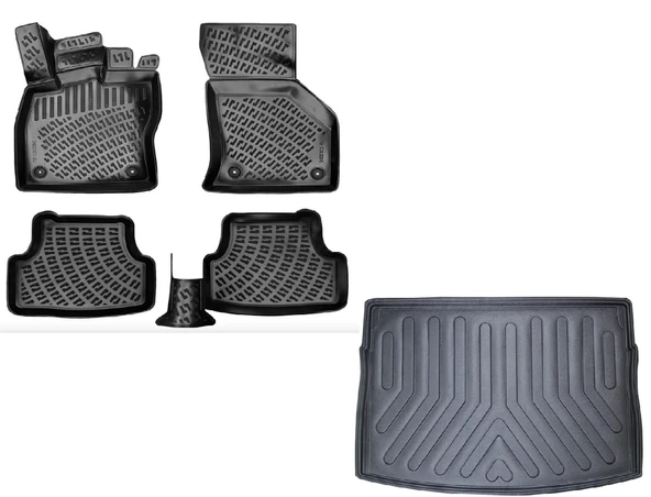 Volkswagen Golf 7 2012-2019 Yılları Arası Uyumlu 3D Havuzlu Paspas + ÜST Bagaj Havuzu Set ürün görseli 1