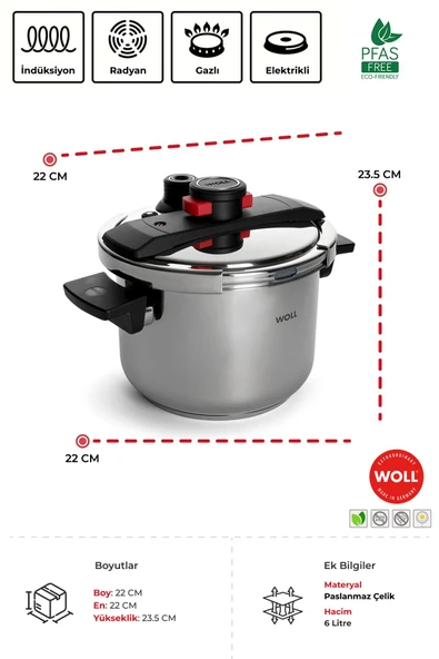 Concept Pro Çelik Düdüklü Tencere 22cm - Resim 3