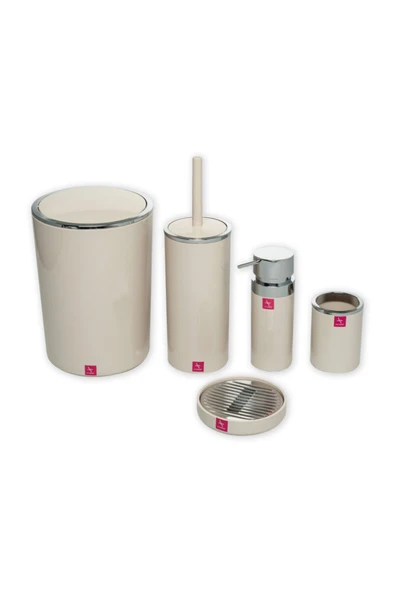 Primanova Lenox 5'li Banyo Aksesuar Set - Bej - Resim 2