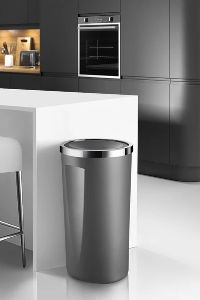 Lenox 35 Lt Döner Kapaklı Banyo Mutfak Ofis Çöp Kovası Gri ürün görseli 1
