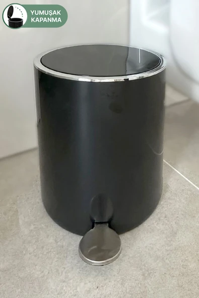 Lenox 5 Lt Pedallı Banyo Mutfak Ofis Çöp Kovası Siyah ürün görseli 1