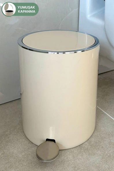 Lenox 5 Lt Pedallı Banyo Mutfak Ofis Çöp Kovası - Bej ürün görseli 1