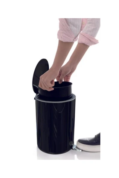 Lenox Pedallı 5 lt Siyah Çöp Kovası M-e66-06 ürün görseli 1