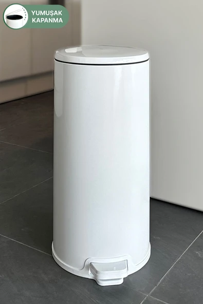 Cigo Pedallı Mutfak Banyo Çöp Kovası 20 Lt Beyaz-iç Kısım Siyah ürün görseli 1
