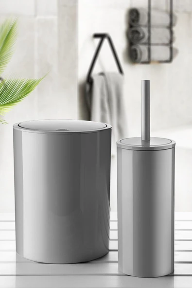 Flores 2'li Banyo Seti - Gri ürün görseli 1