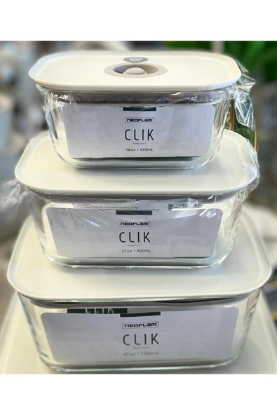 Fika Clik Dikdörtgen Saklama Kabı Bej 3 Parça Set ürün görseli 1