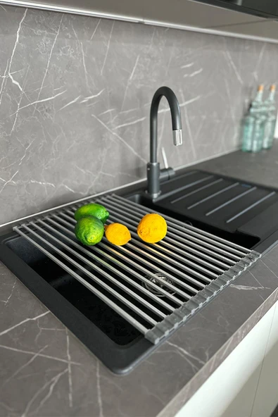 Lavabo Üstü Katlanabilen Nihale Bulaşıklık Paslanmaz Aluminyum - Gri ürün görseli 1