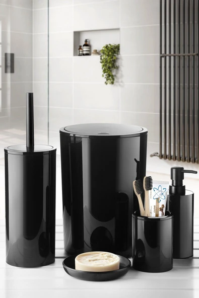 Flores 5'li Banyo Seti - Siyah ürün görseli 1