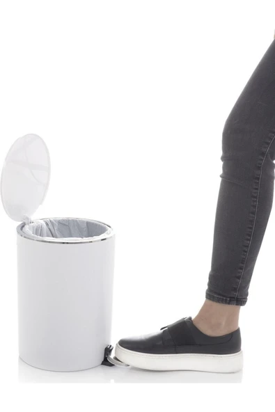 Primanova Lenox Pedallı Çöp Kovası Beyaz 5 Lt - M-e66-01 - Resim 2