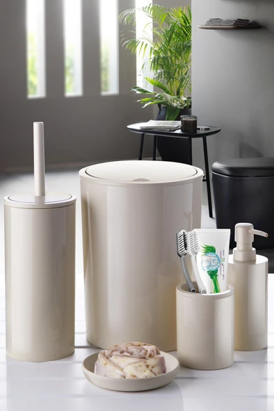 Flores 5'li Banyo Seti - Bej ürün görseli 1