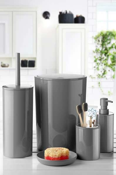 Flores 5'li Banyo Seti - Gri ürün görseli 1