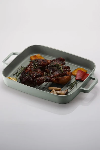 Fika Dikdörtgen Aluminyum Grill Tava 28Cm Gri ürün görseli 1
