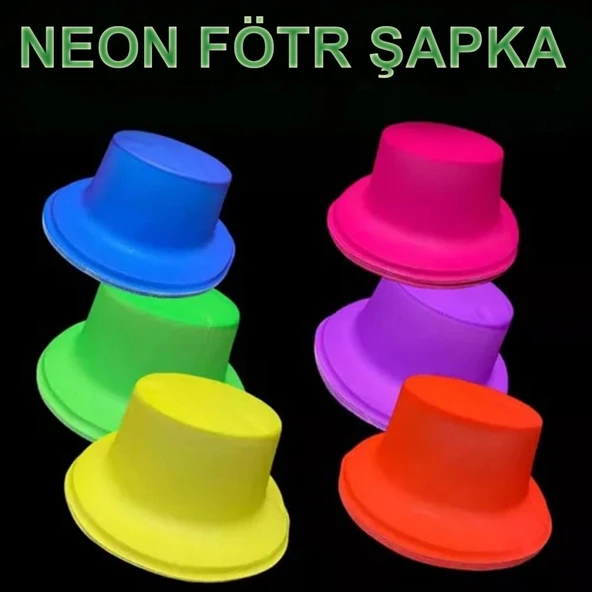 Mey İthalat® Neon Partisi Pembe Renk Plastik Fötr Şapka ürün görseli 1