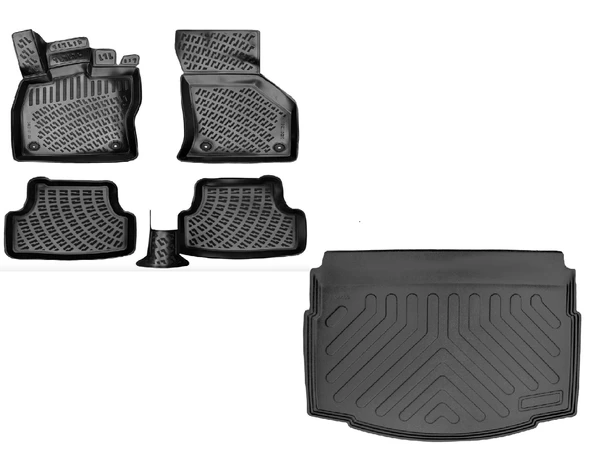 Volkswagen Golf 7 2012-2019 Yılları Arası Uyumlu 3D Havuzlu Paspas + ALT Bagaj Havuzu Set ürün görseli 1