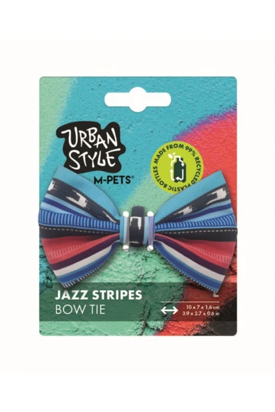 M-PETS Urban Style Jazz Stripes Kedi ve Köpek Papyonu L (10 cm) ürün görseli 1