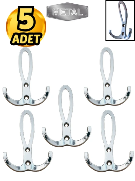 Metal Okyanus Krom Portmanto Askısı Duvar Tipi – 5’li ürün görseli 1
