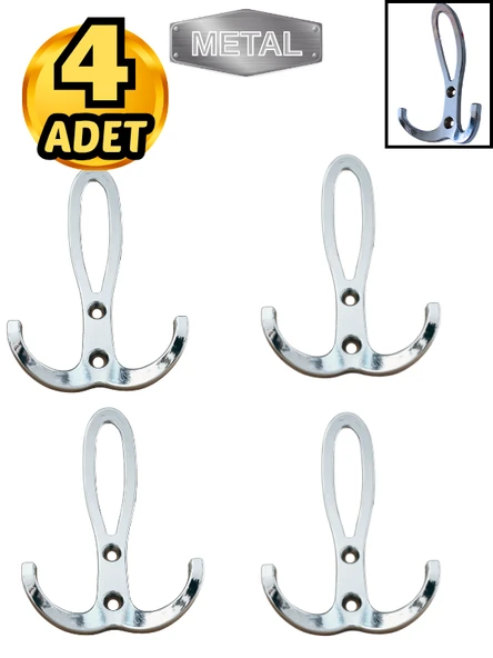 Metal Okyanus Krom Portmanto Askısı Duvar Tipi – 4’lü ürün görseli 1