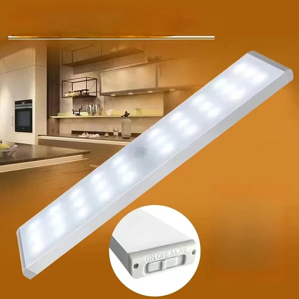 30 LED HAREKET SENSÖRLÜ 20 CM DOLAP İÇİ MUTFAK KORİDOR MERDİVEN AYDINLATMA IŞIĞI LED IŞIK ürün görseli 1