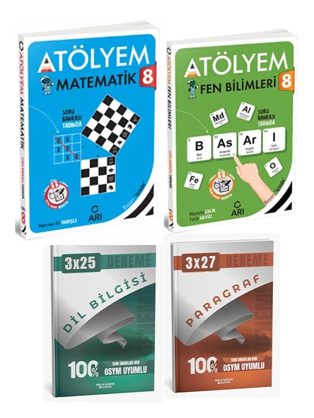 Anla Kazan + Arı 2027 8. Sınıf Atölyem Matematik Fen Bilimleri + Anla Kazan Deneme 4 lü Set ürün görseli 1