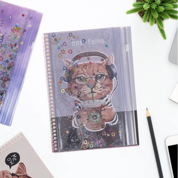 VUKI SULU KAPAKLI A5 DEFTER KEDI VK-0109-06 ürün görseli 1