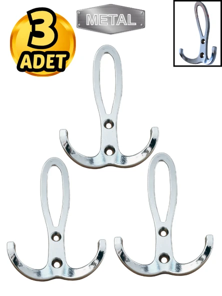 Metal Okyanus Krom Portmanto Askısı Duvar Tipi – 3’lü ürün görseli 1