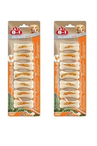 8in1 Delights Strong Tavuklu Köpek Ödül Kemiği (XS) 140Gr X 2 Adet ürün görseli 1