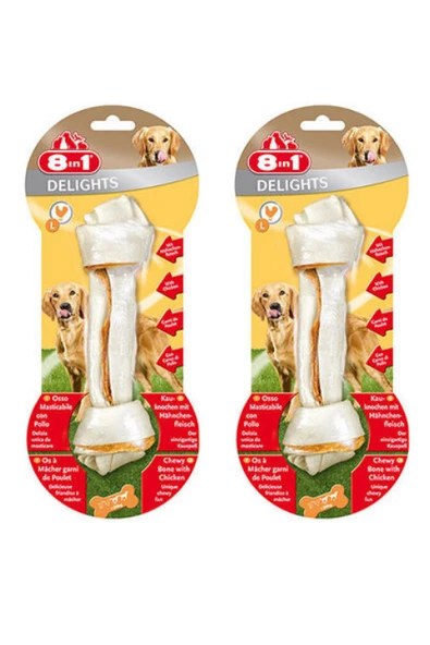 8in1 Delights Bones Tavuklu Düğümlü Köpek Ödül Kemiği (L) 85Gr X 2 Adet ürün görseli 1