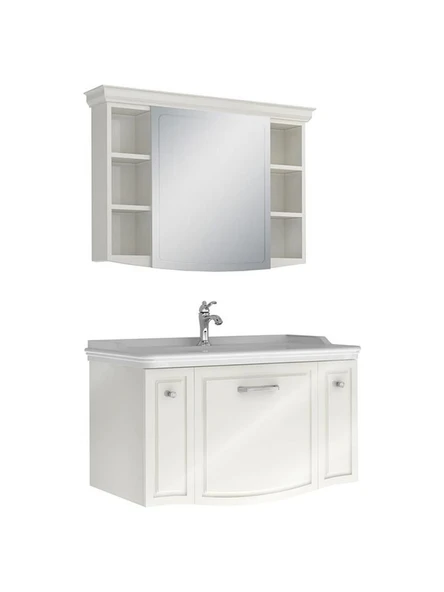 Kale Arte+ Banyo Dolabı Takımı 100 cm Parlak Beyaz (Krom Kulp) ürün görseli 1