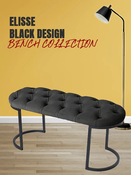 Elisse Siyah Metal Ayaklı Bench Puf ürün görseli 1