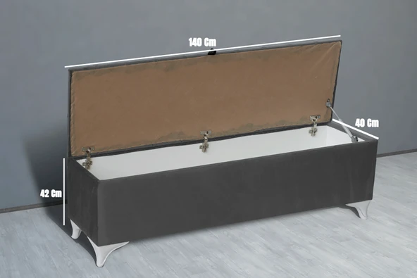 Vetra Sandıklı Bench Puf, Beyaz - Resim 4