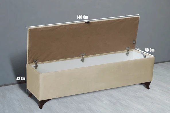 Vetra Sandıklı Bench Puf, Beyaz - Resim 10