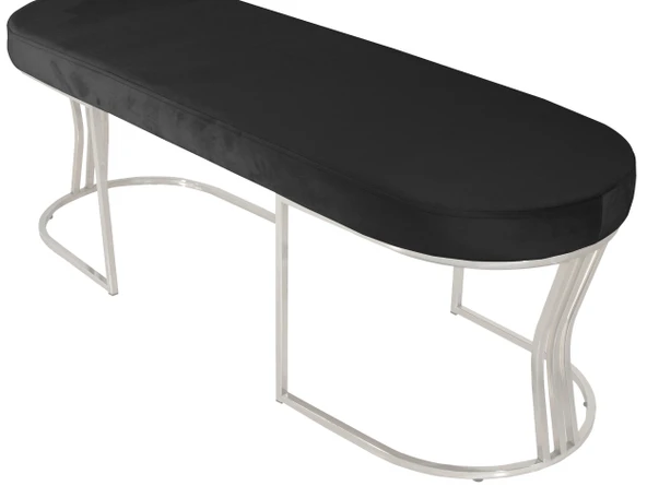 Viego Silver Smooth Bench Puf - Resim 4