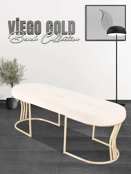 Viego Gold Exclusive Bench Puf - Resim 7