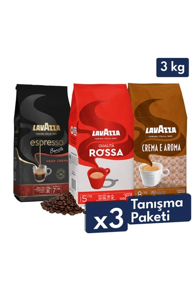 Lavazza Qualita Rossa, Crema E Aroma, Espresso Barista Gran Crema Çekirdek Kahve 1 Kg | Üçlü Avantajlı Paket ürün görseli 1