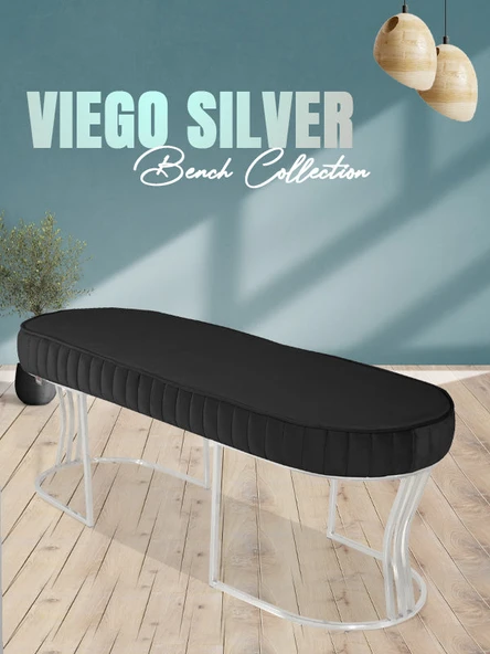 Viego Silver Striped Bench Puf ürün görseli 1